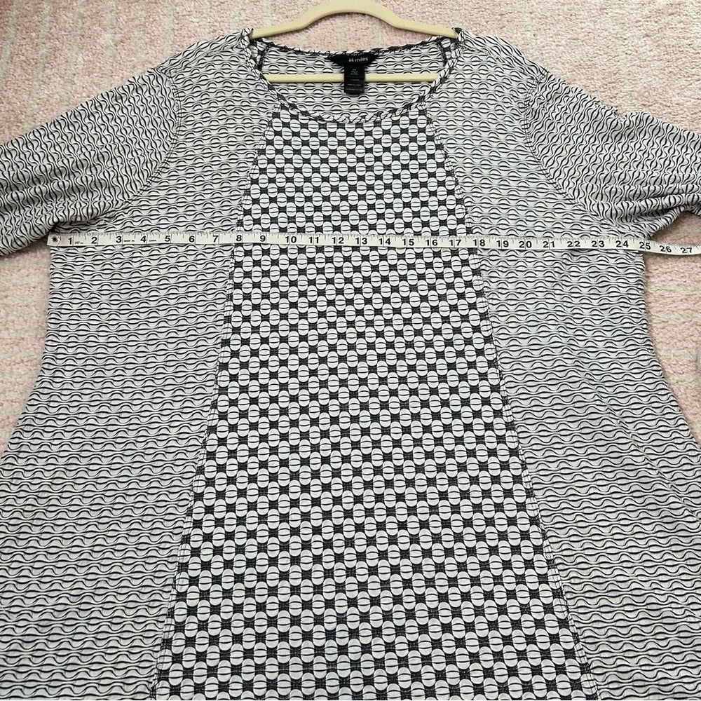 Ali Miles Geometric Tunic Stretch Jersey 3/4 Sleeves SZ 2X Black‎ Off White Gray - Picture 7 of 11
